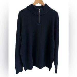 LULULEMON $168 Men’s Relaxed-Fit Half-Zip Navy Blue Knit Sweater Sz L Wool